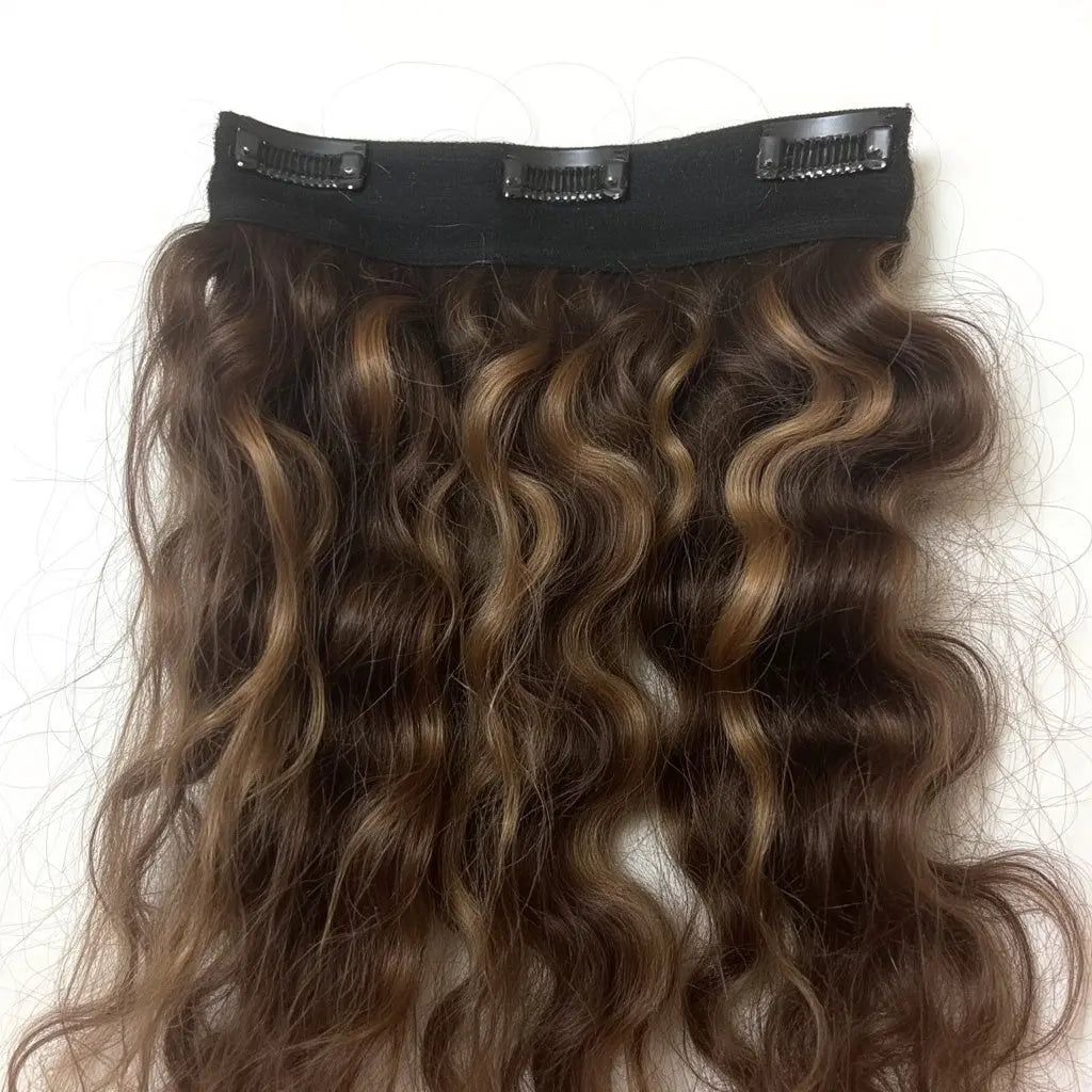 3 Clip Weft- Dark Brown with Golden Highlights.