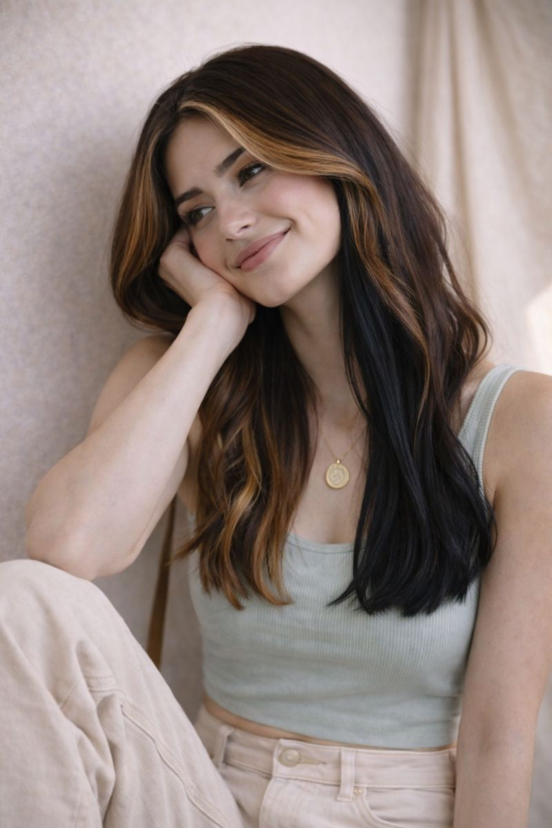 Natural Black Streaks - Wavy