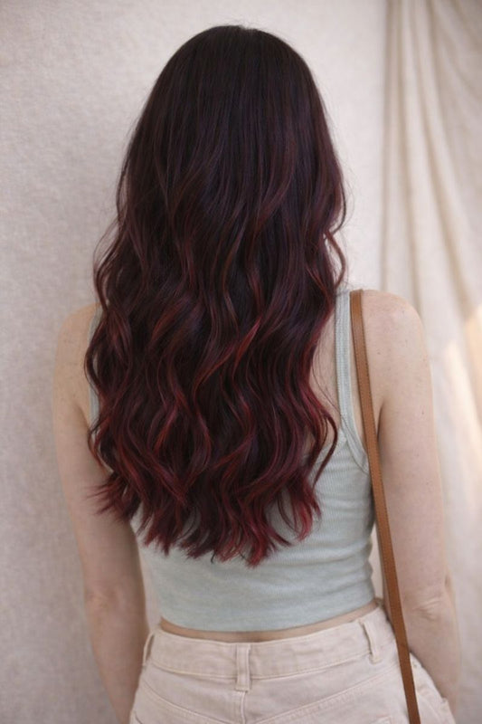 Wavy - Burgundy Streaks