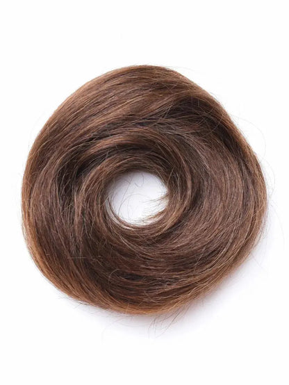 Brown hair bun on a white background