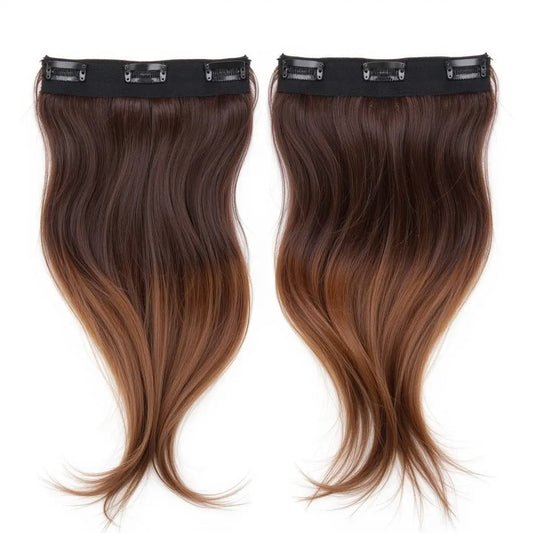 Clip-in Hair Extensions- Straight Brown Ombre.