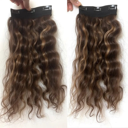 3 Clip Weft- Dark Brown with Golden Highlights.